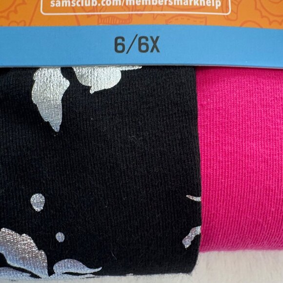 Members Mark Girls 3-Pack Leggings 6/6X Charcoal Grey Fuchsia Black UnicornPrint - Picture 6 of 6